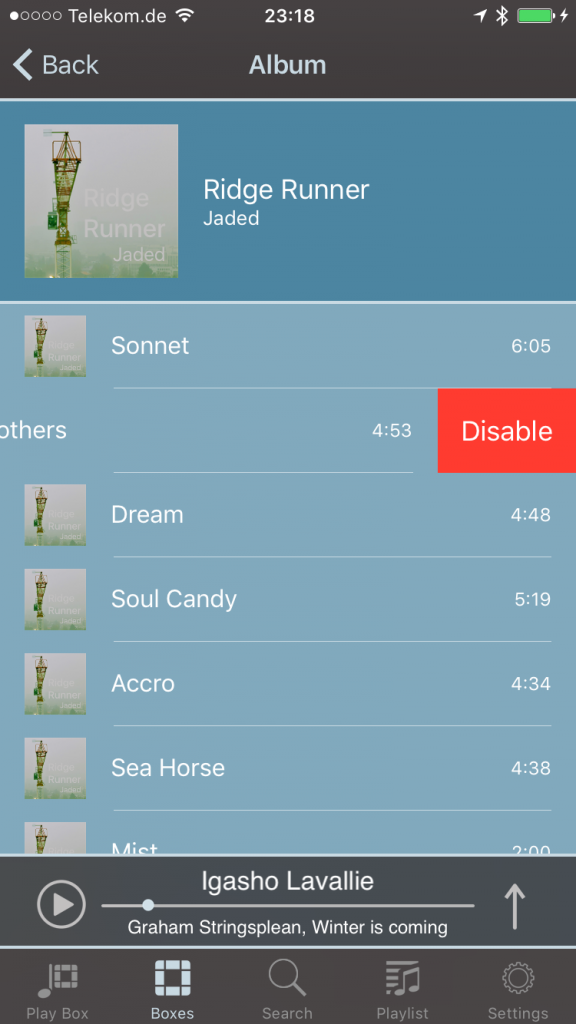 Disable album songs which you do not like